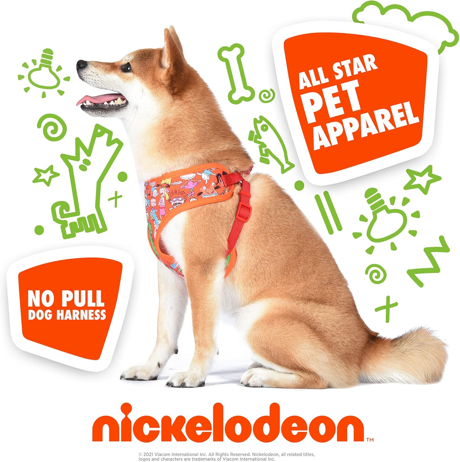 Nickelodeon All Stars Dog Harness for Large Dogs | No Pull Dog Harness Vest with Nickelodeon Characters from Rugrats, Hey Arnold, and More image number 1