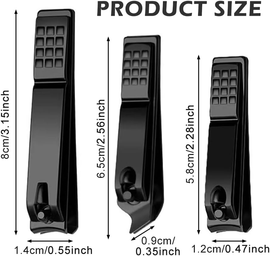 3PCS Nail Clipper Set,Stainless Steel Nail Trimmer with Metal Case for Trimming Toenails,Fingernails and Ingrown Nails,Home and Travel Use(Color:Black) image number 5