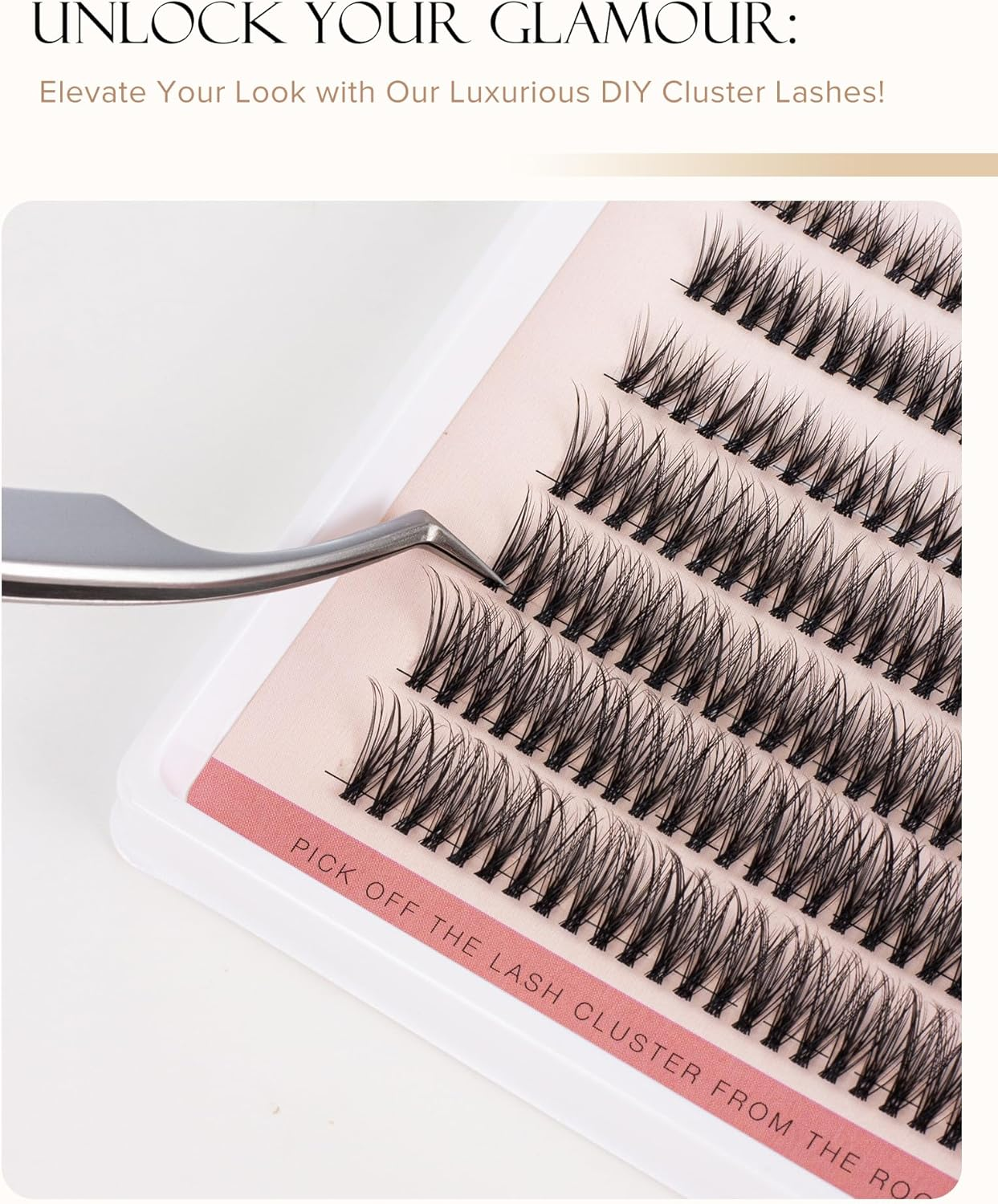 Lashes Clusters Individual Eyelashes Extensions Wispy DIY Eyelash 184Pcs Fluffy Cluster Natural DIY at Home False Lashes Extension 8Mm-14Mm-Glam02 image number 3
