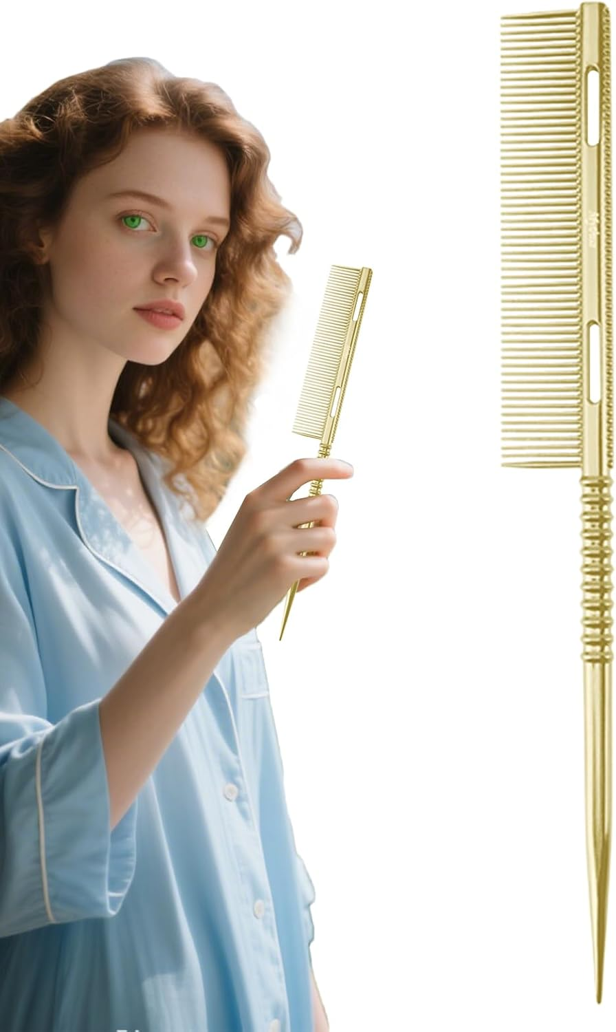 Tail Comb - Metal Parting Tooth Tail Hair Brush,Ergonomic Detangling Styling Comb for Daughter Wife Girlfriend