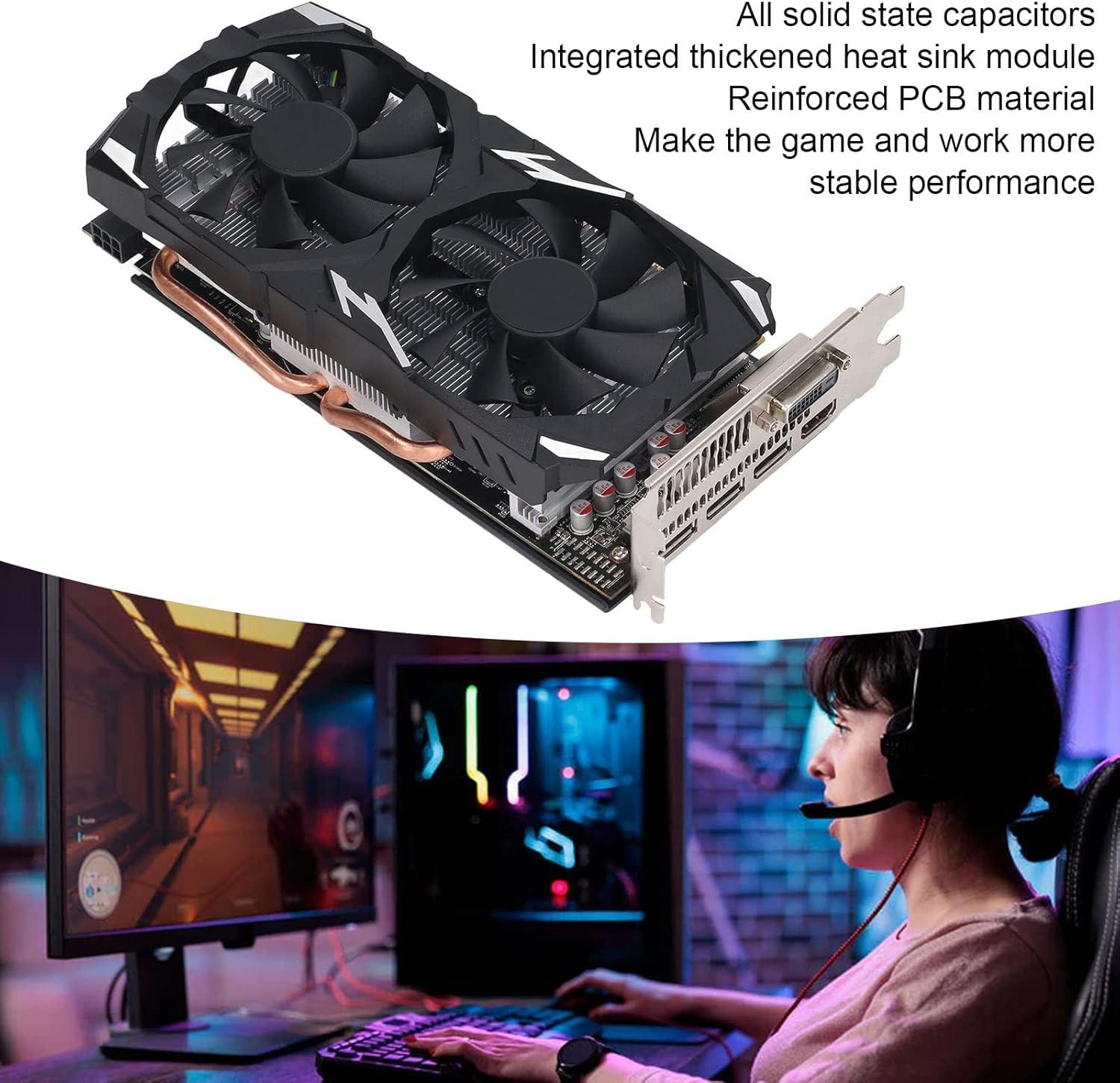 8GB Graphics Card, DDR5 256Bit Computer Graphics Card for Gaming PC, DP HDMI DVI Output, Gaming Graphics Card for Windows 10 11 for Linux (RX580 8GB GDDR5 256BIT) image number 3