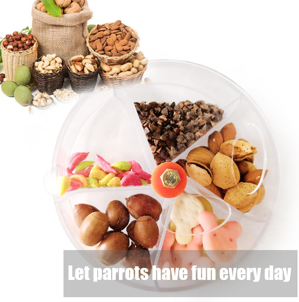 Bird Creative Foraging, System Wheel Seed Food Ball, Bird Foraging Toys,Creative Parrot Food Tray,Parrot Wheel Feeder, Compartmented Food Box for Small and Medium Parrots (Transparent) image number 6