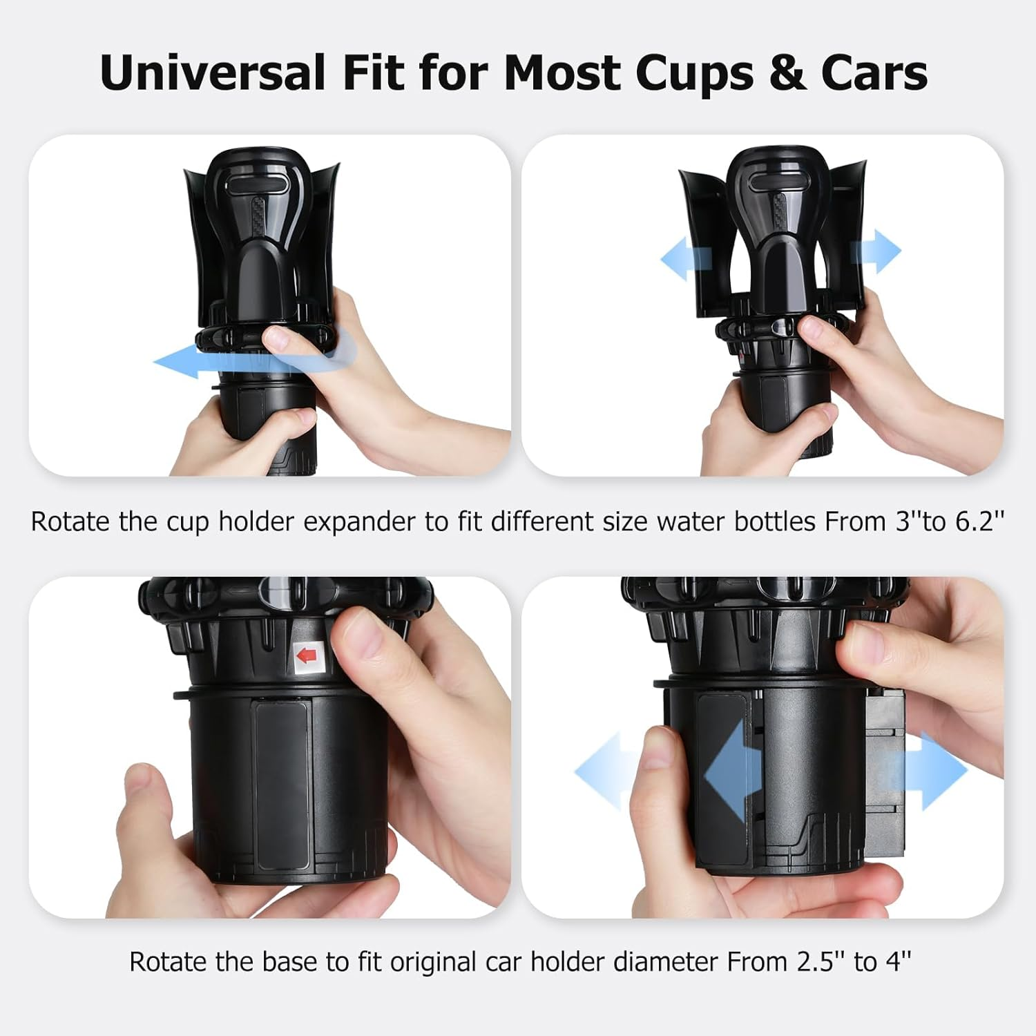 Car Cup Holder Expander, Cup Holder Expander Fits 12-64 Oz and Big Bottles Mugs in 3-6.2'', Expandable Cup Holder for Car, Truck, RV, SUV image number 3