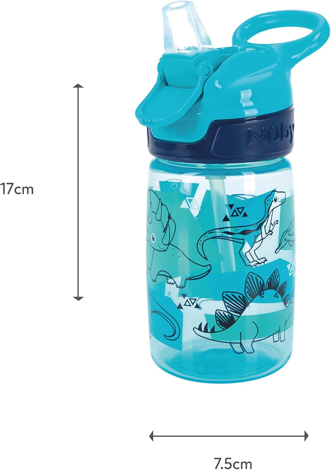 Nuby Incredible Gulp Water Bottle - No Spill Active Toddler Sippy Cup | 360Ml / 12Oz |Carry Handle | Dishwasher and Microwave Safe | Suitable Beaker for 18 Months plus (Dinosaurs, Pack of 2) image number 1
