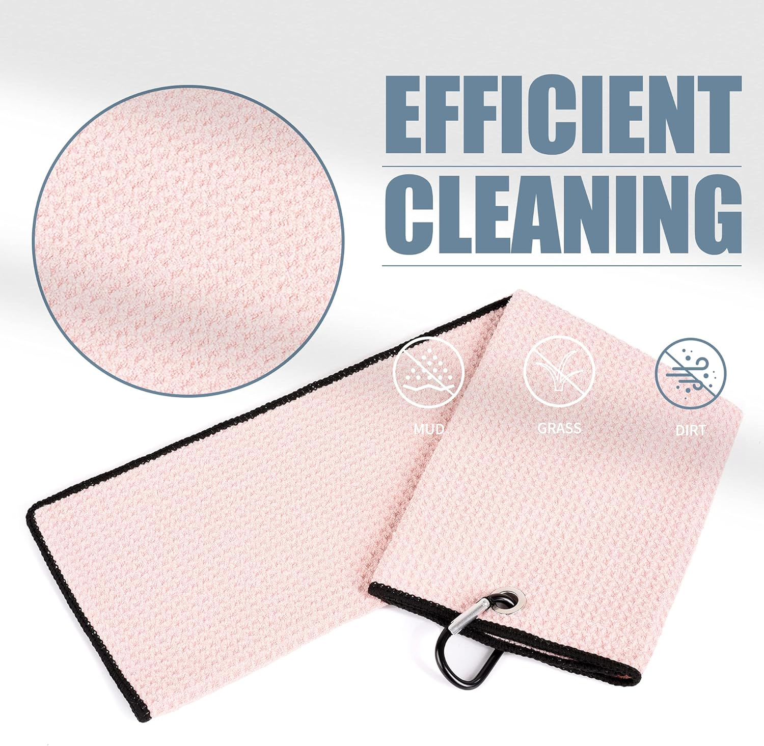 Mile High Life Tri-Fold Golf Towel | Premium Microfiber Fabric | Waffle Pattern | Heavy Duty Carabiner Clip | 14 Color Options image number 3