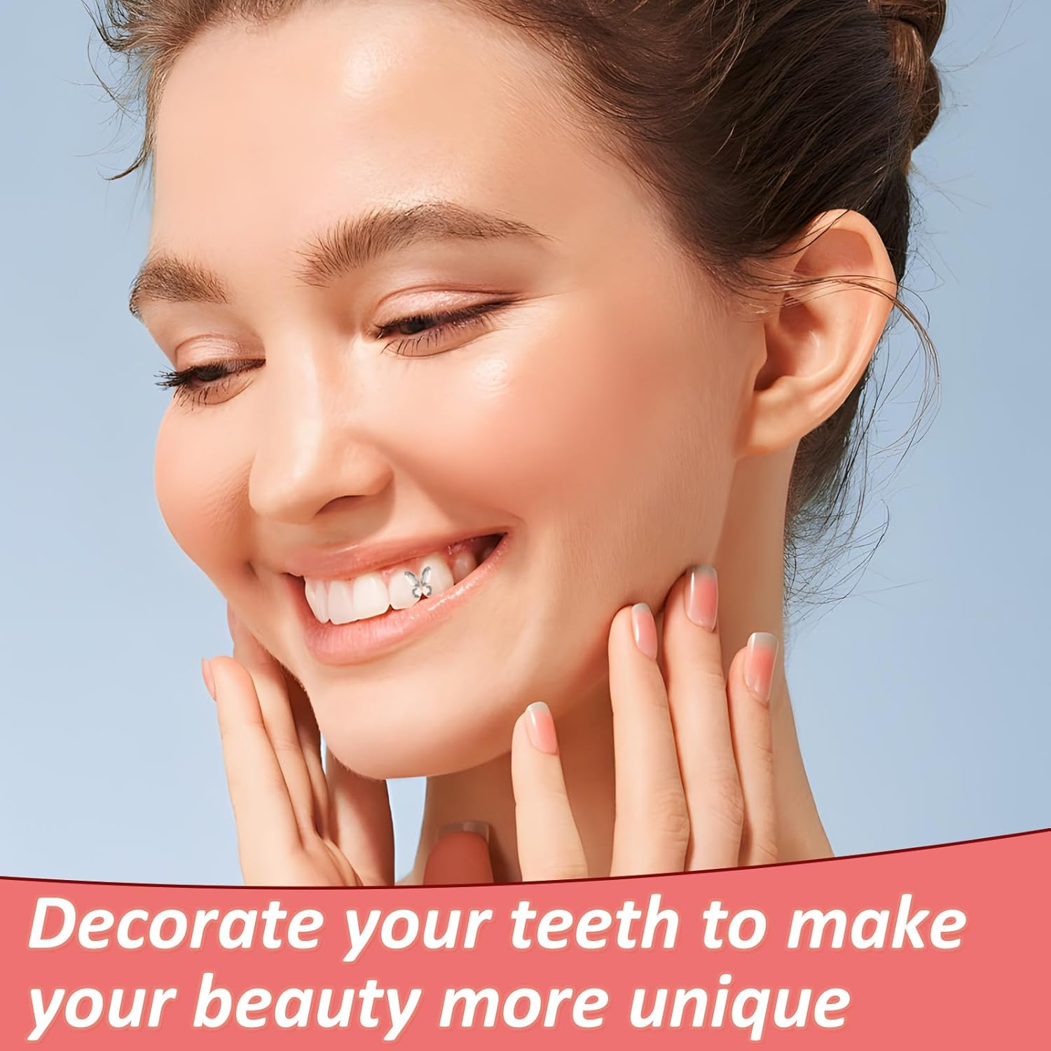 Tooth Crystal, 8 Pieces Tartar Tooth Decorations, Teeth Gemstone Beauty Dental Diamond, Tooth Crystal Ornaments Crystal Decor for DIY Nail and Teeth Decoration - Transparent White image number 6