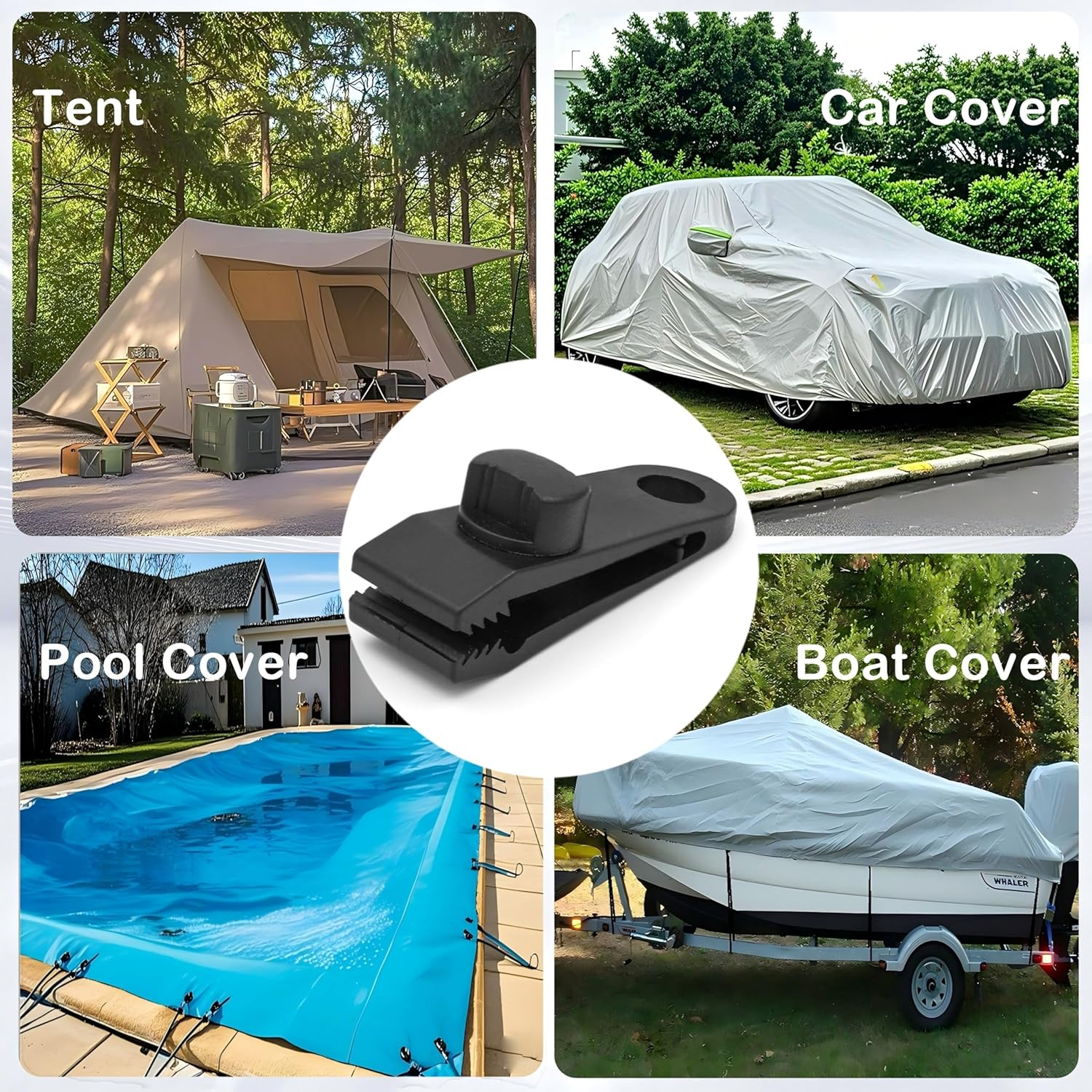 Langaelex 12Pcs Heavy Duty Tarp Clips with Lock Grip - Windproof Tent Clamps for Camping, Canopies, Pool Covers, Reusable Multi-Purpose Clips