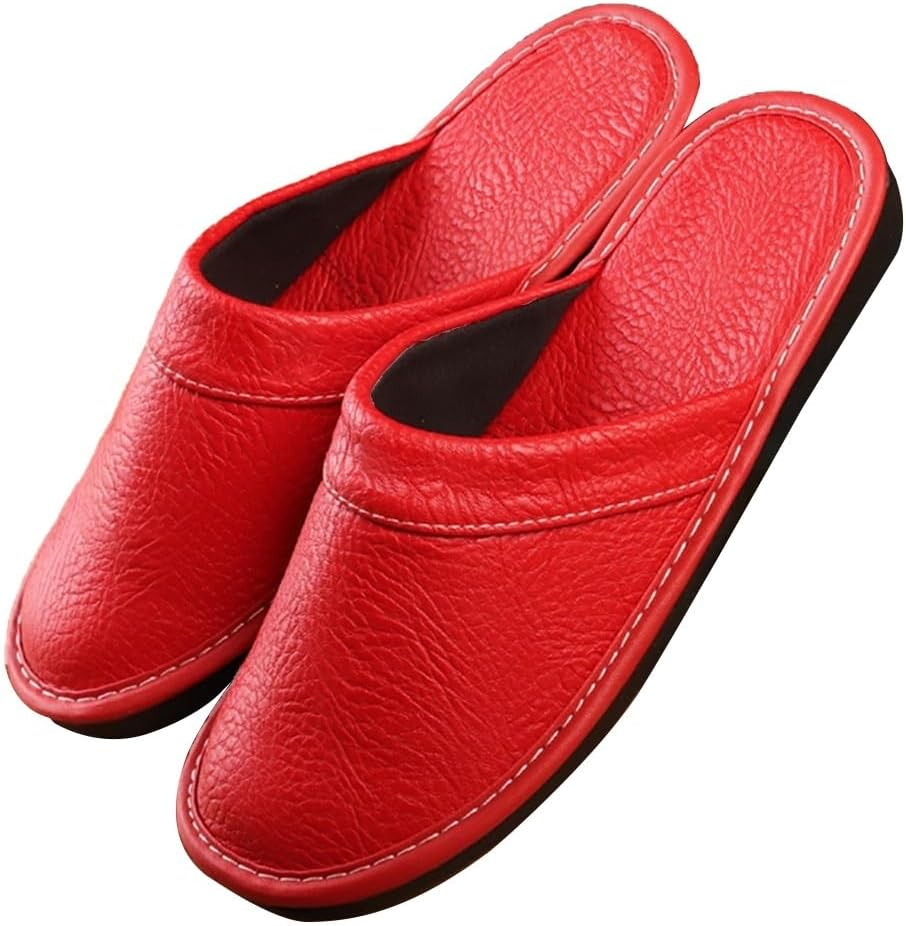 Leather Slippers for Men Indoor Outdoor，Pantoufles Mules En Cuir Pour Homme，Couple'S Home Indoor Breathable Non-Slip Slippers image number 5