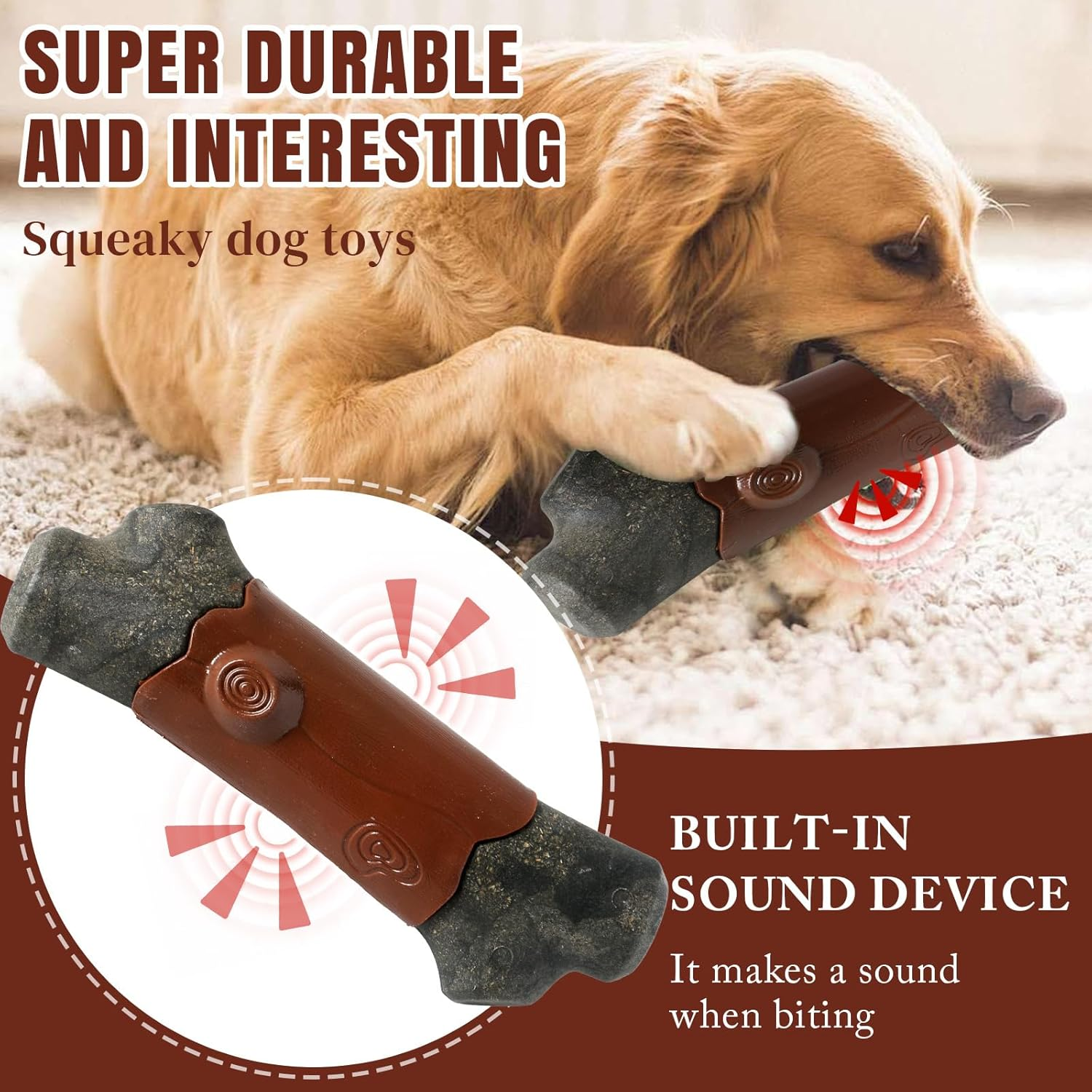 Indestructible Dog Toy for Aggressive Chewers | Tough Nylon Chew Toy for Large Dogs | Teeth Cleaning & Squeaky Dog Toys | Durable Interactive Puppy Toy for Outdoor Fetch Training image number 2