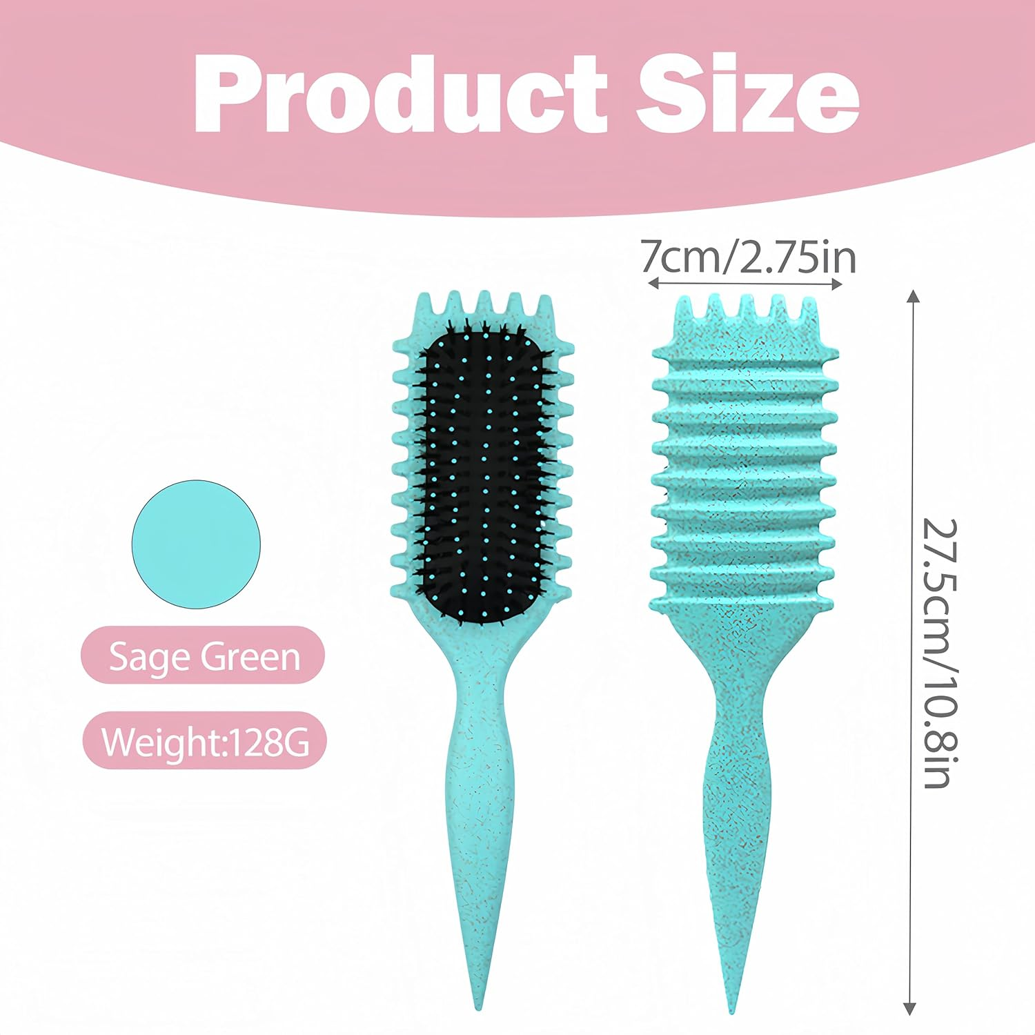Curly Hair Brush - Detangling Styling for Men Women, Reduces Frizz Breakage, Curl Brush for All Hair Types (Green) image number 1
