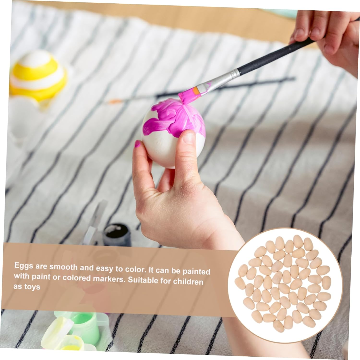 100Pcs Wooden Fake Eggs Easter Decorations Simulation Holder for Party image number 6