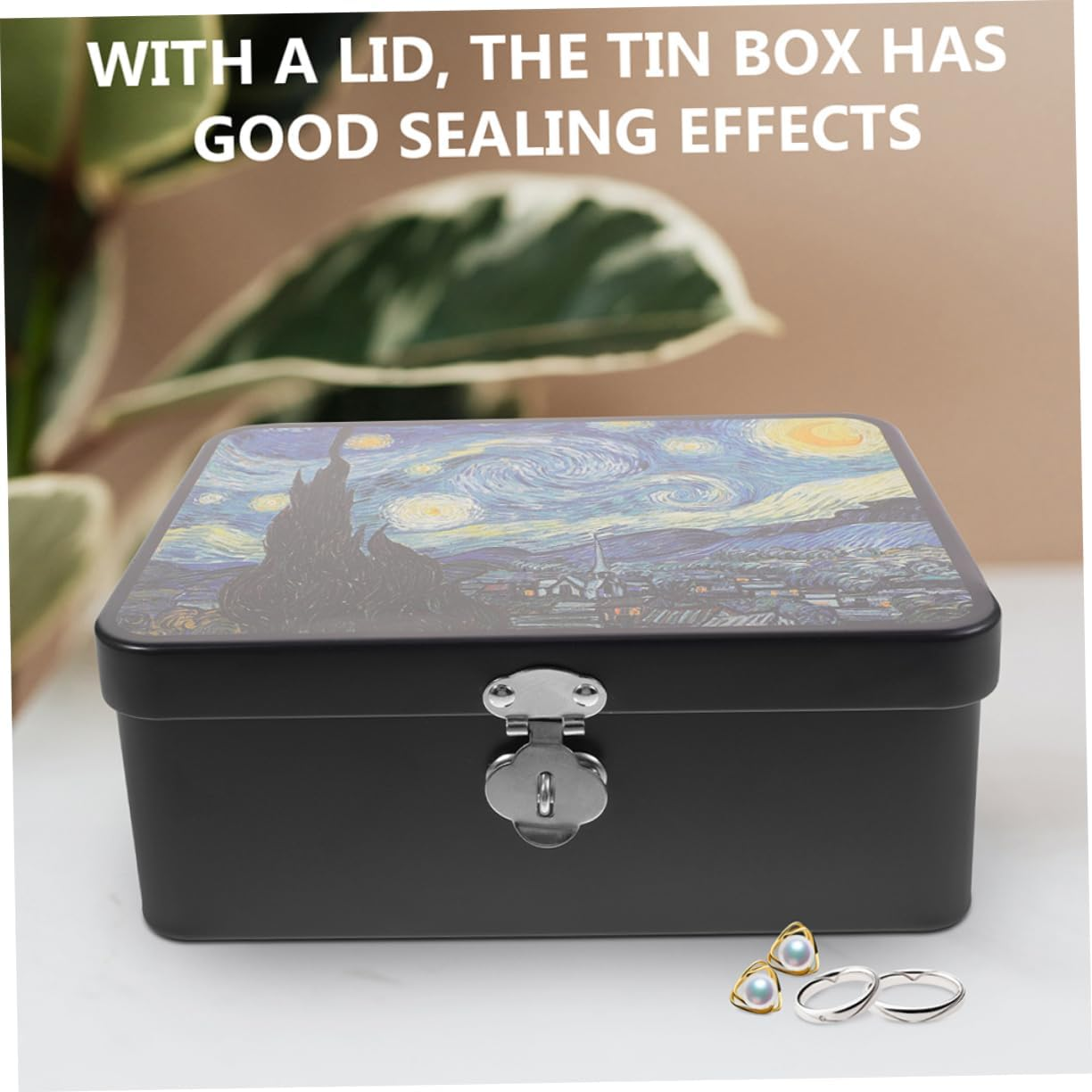 MAGICLULU 2Pcs Retro Tinplate Storage Box Lock for Jewelry and Keepsakes Desk Organizer Box for Photo and Items image number 4