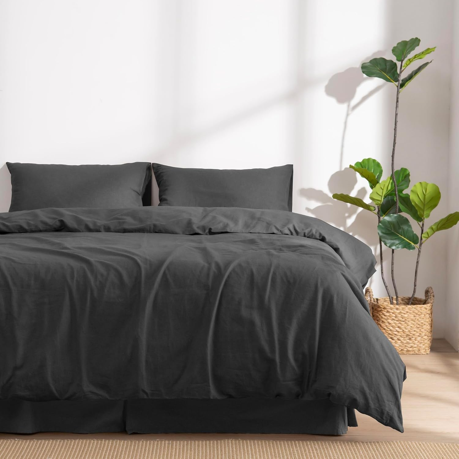 Dreamaker Linen Cotton Quilt Cover Set Super King Bed - Natural Fabric Durability Hypoallergenic Breathable Ultra Soft & Comfort Bedding Set All Season Doona Duvet Cover Set - Oatmeal (Super King)