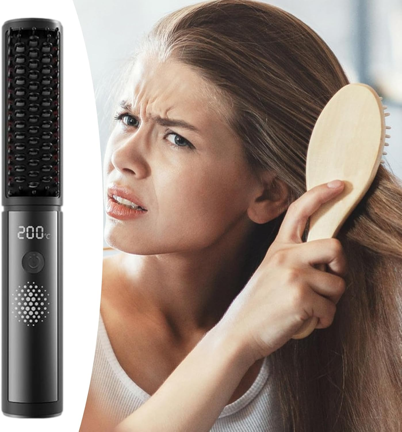 Mihauuke Hair Straightener Comb | Heated Straightening Comb | 4 Temp Settings Anti-Scald Fast Heating Styling Tools for Smooth Shiny Hair Less Frizz Home Travel Girls Women Professional Salon image number 1