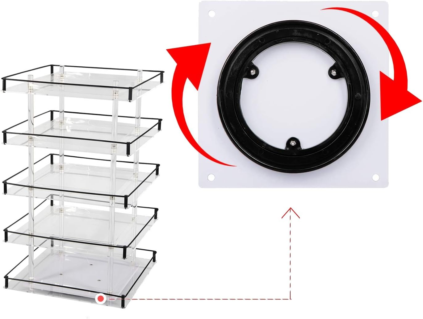 Jackcubedesign 5 Tier Acrylic 350 Nail Polish 360 Rotating Display Rack Organizer Stand Makeup Cosmetics Storage Box Carousel Shelf with Iron Guard(5Tier) ? :MK302-5 image number 2