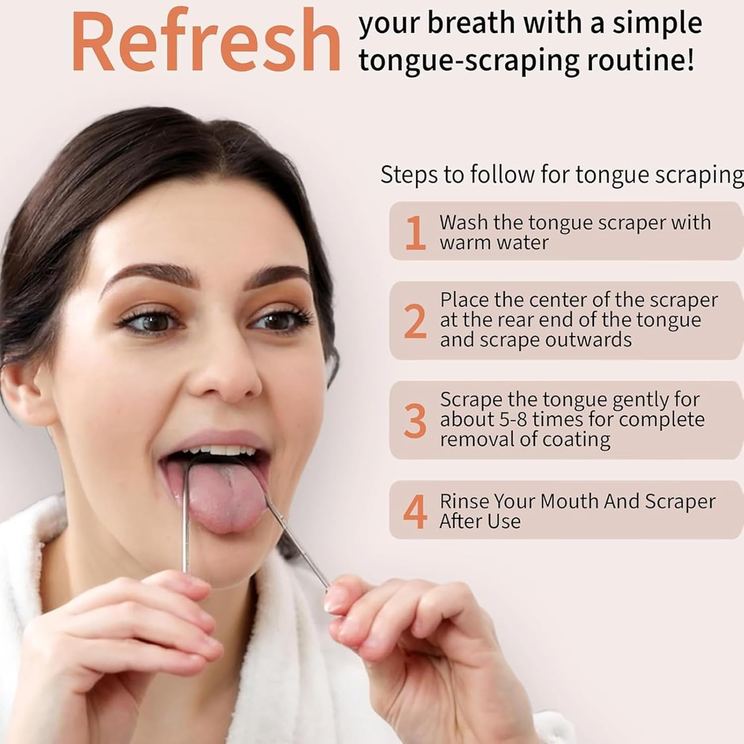 3 Pack Tongue Scraper for Adults Stainless Steel Tongue Cleaner Metal Scrubber Reduce Bad Breath Tongue Scrubber Tongue Cleaner for Oral Care & Hygiene