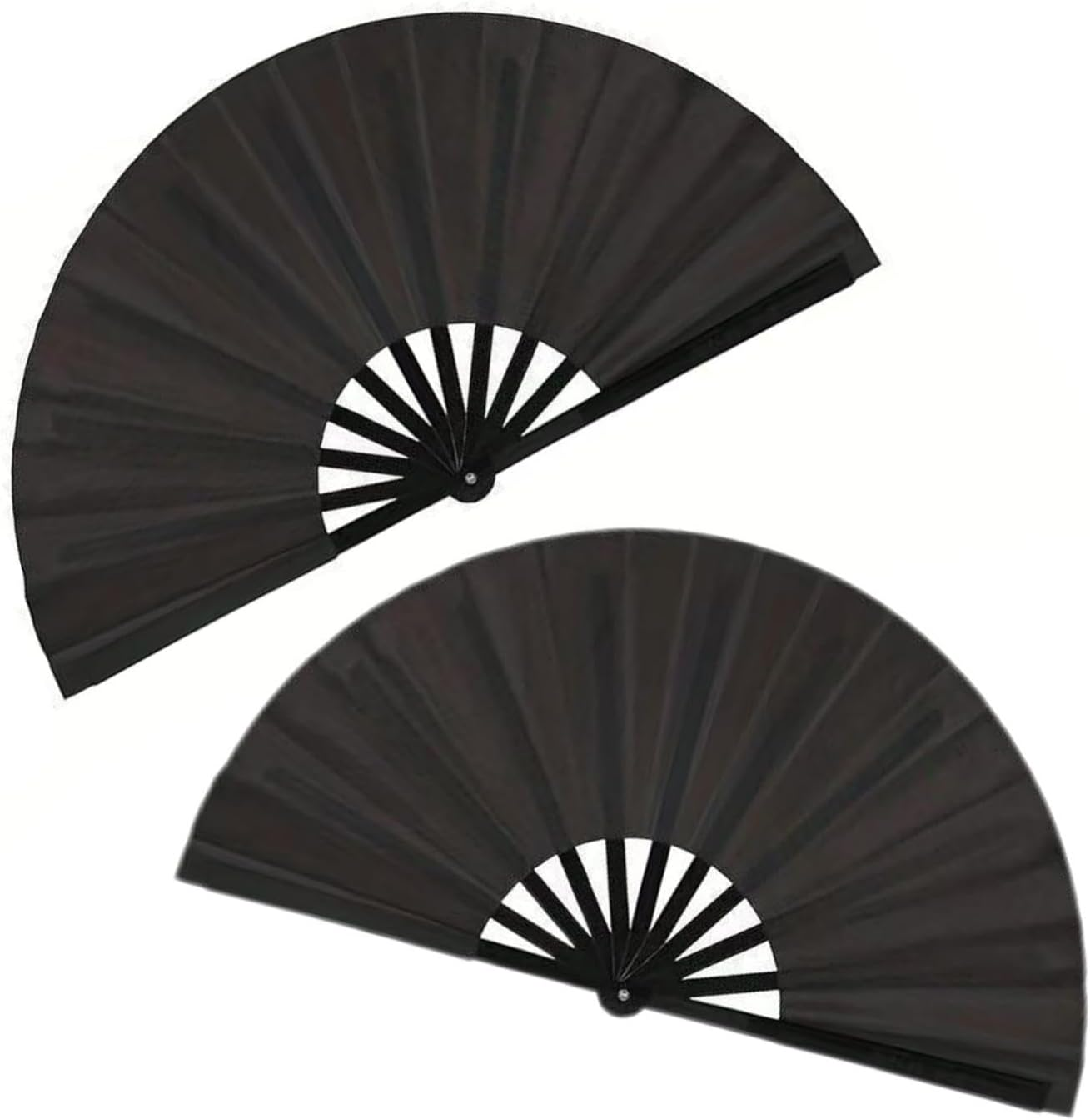 Jwqqwdza 2 Pcs Boots on the Ground Hand Fan for Women Men, 2025 Trendy Large Popping Fans for Line Dancing Party Wedding Photo Props, Decorative Folding Fan (Black, 2 Pcs) image number 1