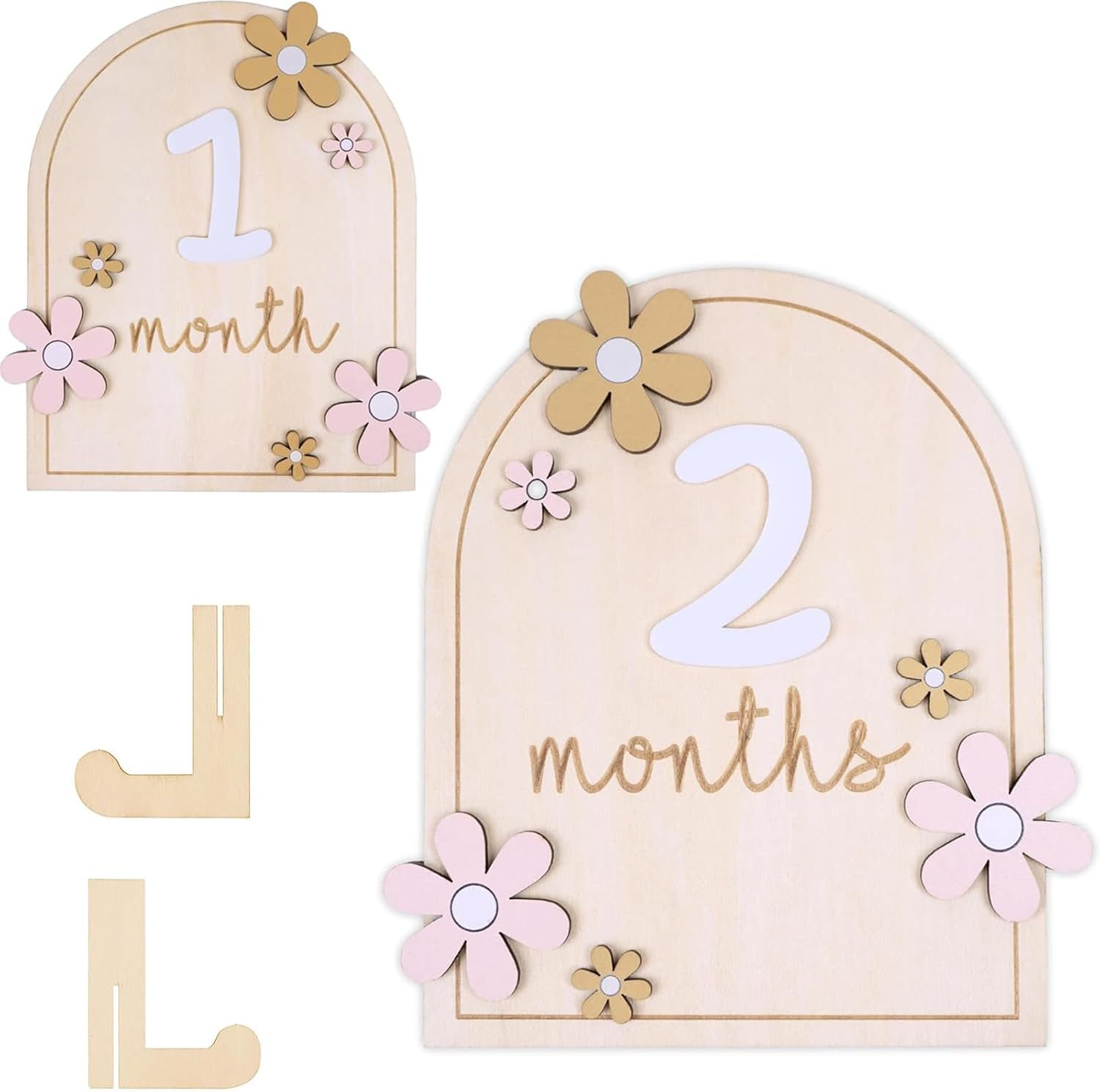 Monthly Cards Baby 1-12 Months, Milestones Baby, Baby Milestone Cards, Double-Sided Stickers with Holder, Milestone Cards for Monthly Photos, Baby Room Decoration, Baby Bottle Boxes image number 4