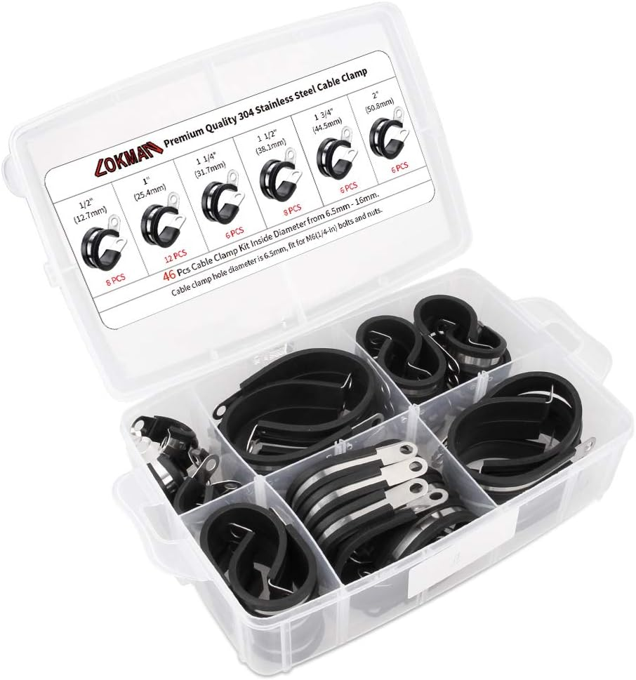 LOKMAN 20 Pack 1 Inch Stainless Steel Cable Clamp, Rubber Cushioned Insulated Clamp, Metal Clamp, Tube Holder for Tube, Pipe or Wire Cord Installation image number 4