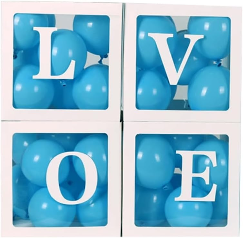 3/4PCS ONE Baby Transparent Balloon Box Girls Boys Shower 1St Birthday Party, Customizable with Letters, Pink, 11.8" Cubes