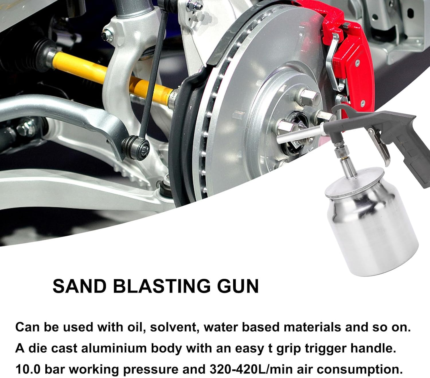 PS-6R Sand Gun Kit with Recovery System, 750Cc Aluminium Pot, Air Compressor Sandblaster Tool for Metal, Wood, Surface Polishing, 10.0 Bar Working Pressure image number 4