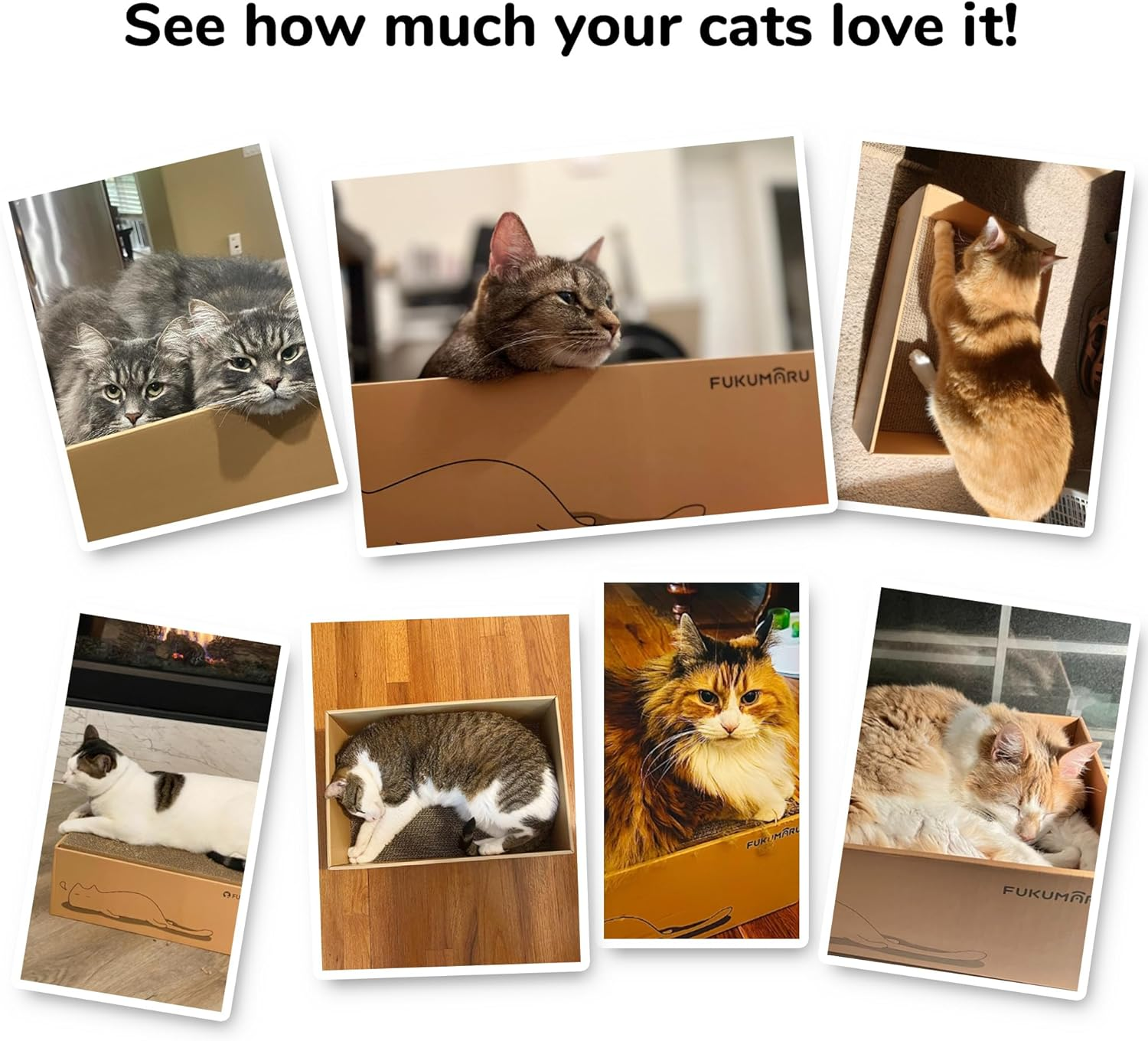 FUKUMARU Cat Scratcher with Box, 5 PCS Reversible Cat Scratch Pad, Corrugated Scratching Bed for Indoor Kitty, 5 in 1 Replacement Cardboard Refill Lounge for Small Medium and Large Cats, Lazy Cat image number 3
