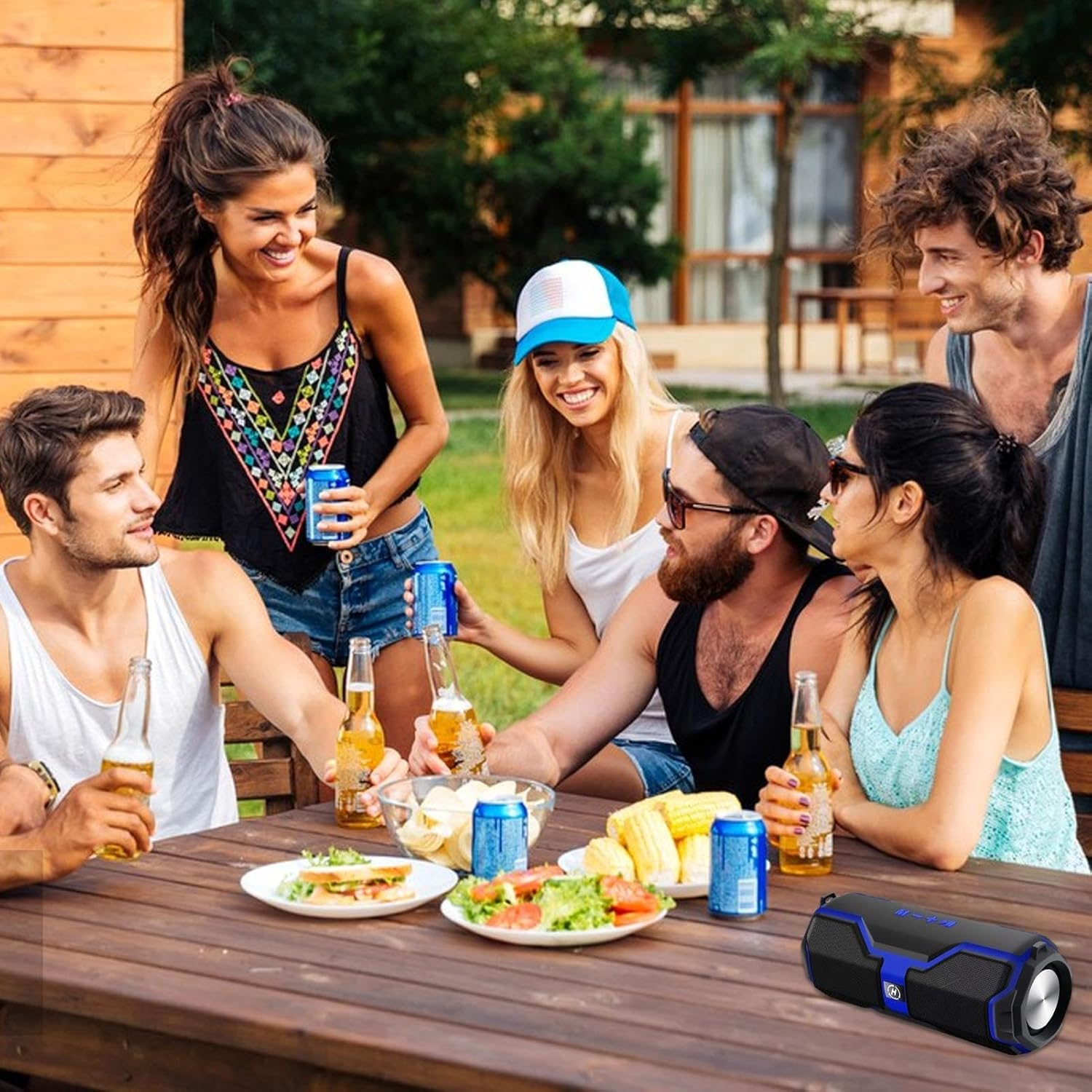 Loud Speaker for Partys | Wireless Boombox with Punchy Bass,Portable Compact Travel Speaker Boombox for Shower, Outdoor, Home, Beach image number 1