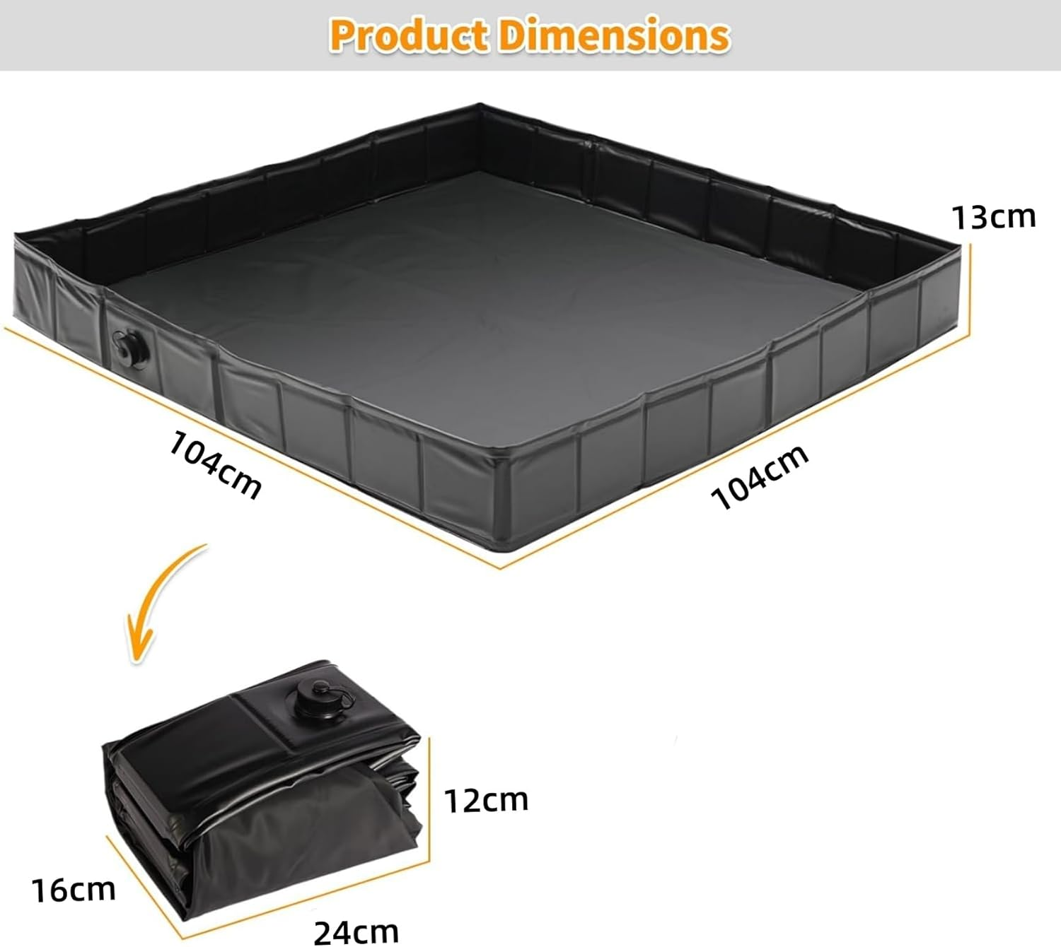 Ssumght Camping Shower Base, Foldable Shower Tent Awning Base with Drain Hose to Keep Feet Clean, 104 * 104 * 13Cm Portable Shower Pan for Indoor and Outdoor