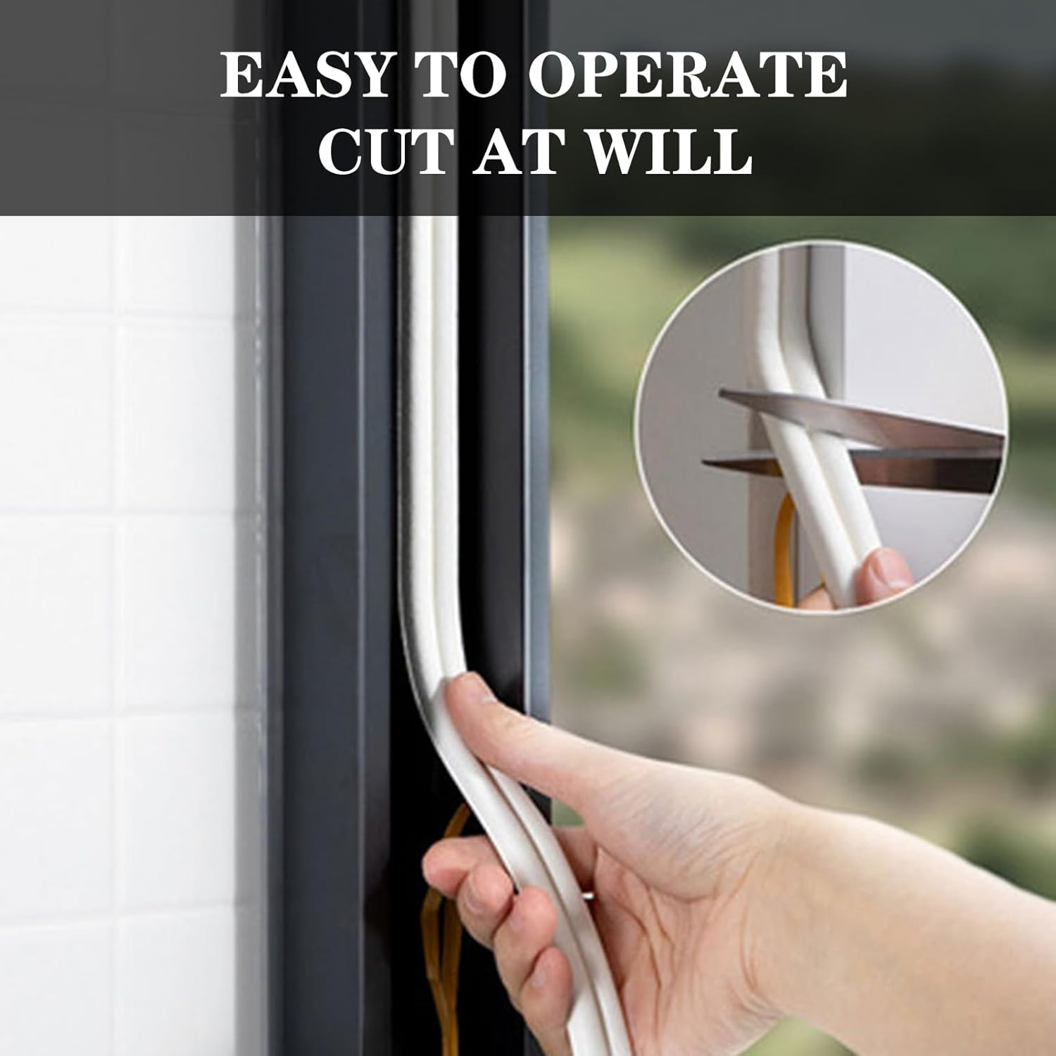 Window Seal 10M, Self-Adhesive Door Seal for Cold Protection, Sound Insulation, Heat Insulation, Dustproof, D Profile Foam Rubber Door Frame, White Color image number 1