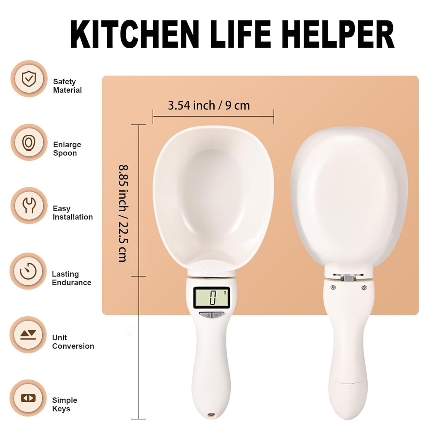 Digital Measuring Spoon Scale, Adjustable Electronic Kitchen Scoop, Max Weight 800G for Accurate Cooking and Baking (1 Pcs) image number 4