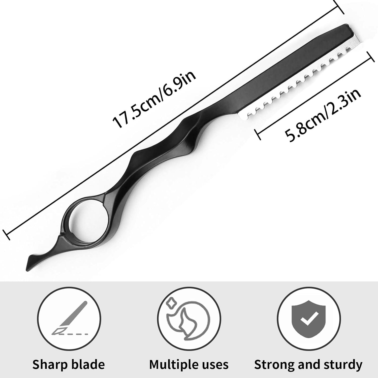 Hair Scissors, Thinning Scissors Hairdressing Hair Razor for Cutting Hair Hair Thinning Scissors Split End Trimmer Beard Scissors Hair Scissors for Women (Black) image number 3