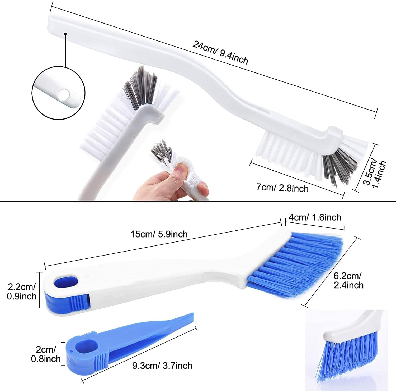 DABOBOTOOL4 Pieces Cleaning Brush Small Scrub Brush for Cleaning Bottle Sink Kitchen Brush, Edge Corner Grout Bathroom Cleaning Brushes, Sliding Door or Window Cleaning Brush image number 1