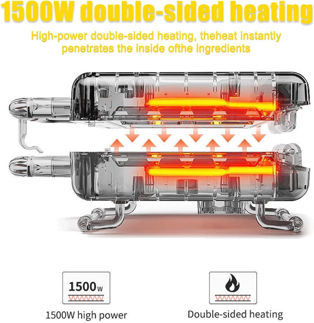 4 Slices Waffle Maker Machine, 1500W Household Electric Waffle Makers & Irons Iron with Temperature Control, Double-Sided Heating, Easy Clean, for Breakfast, Hash Browns, Best Gift