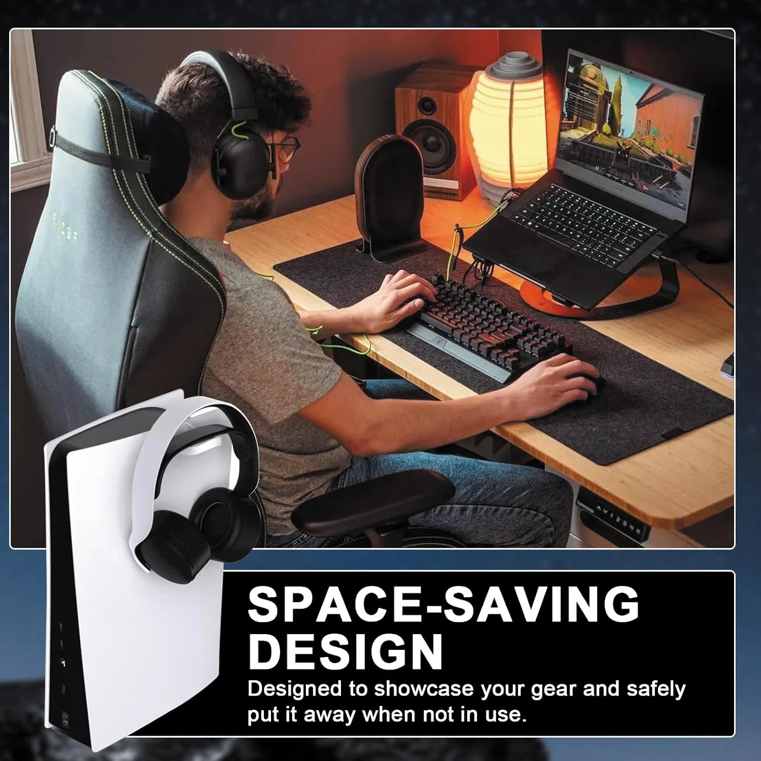 Controller Holder for PS5, Gaming Controller Stand - Universal Headset & Hanger for Ps5/Slim/Pro Consoles, Minimalist Design with Secure Fit, Compatible with Xbox & Switch Pro (White) image number 5