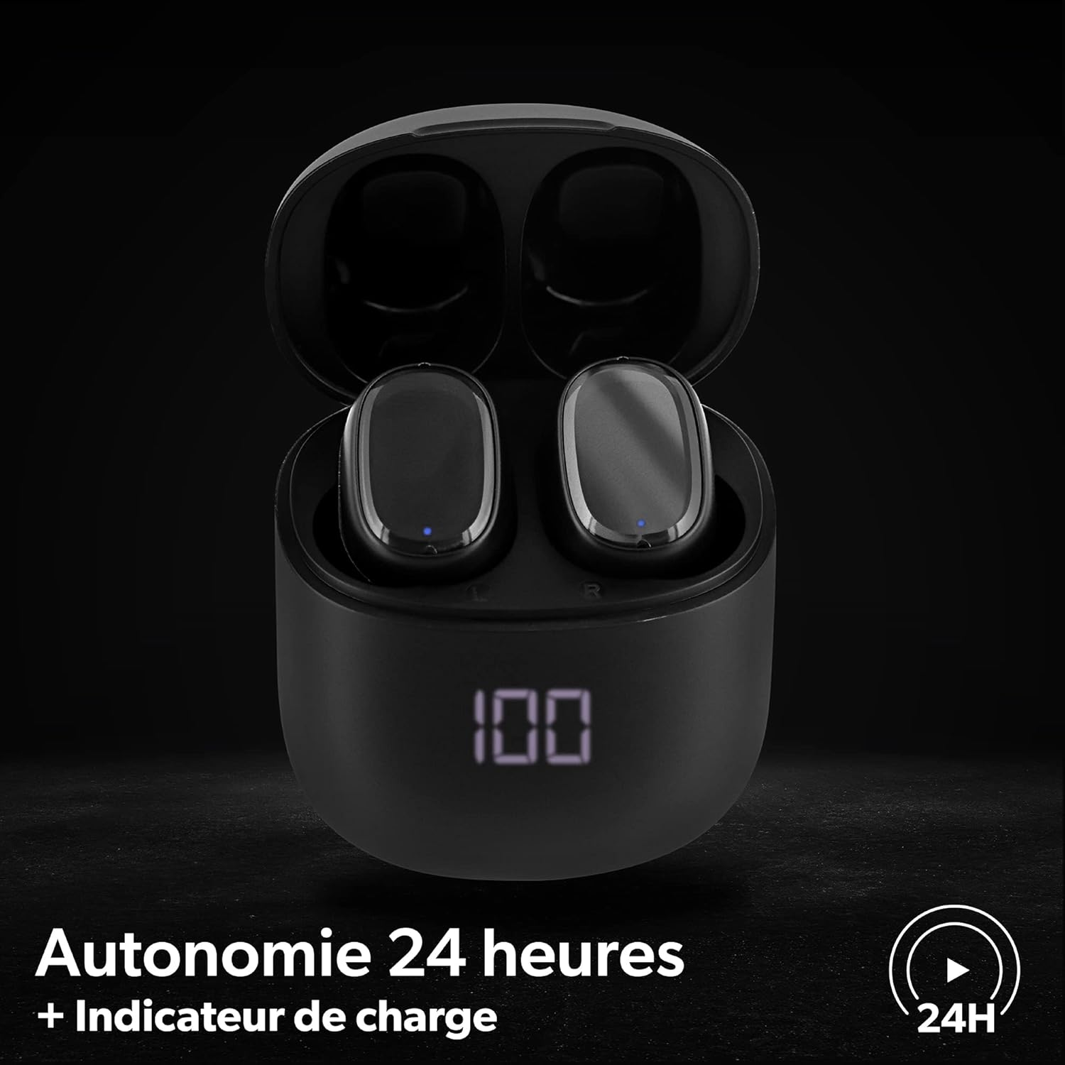 T'Nb Wireless Bluetooth Headphones, Passive Noise Cancelling up to 24 Hours Listening Time, In-Ear Headphones with Touch Control, Charging Indicator, Built-In Microphone, Sports, Training - Black image number 4