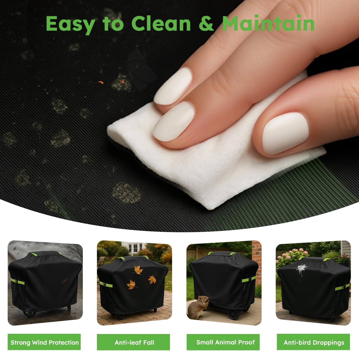 Grill Cover Heavy Duty 600D Oxford, Waterproof BBQ Cover with Straps & Handle, Outdoor Barbecue Grill Cover for Gas, Charcoal & Pellet Grills, Fits Weber, Char-Broil, Nexgrill,（145 &times; 61&times; 117 Cm） image number 4