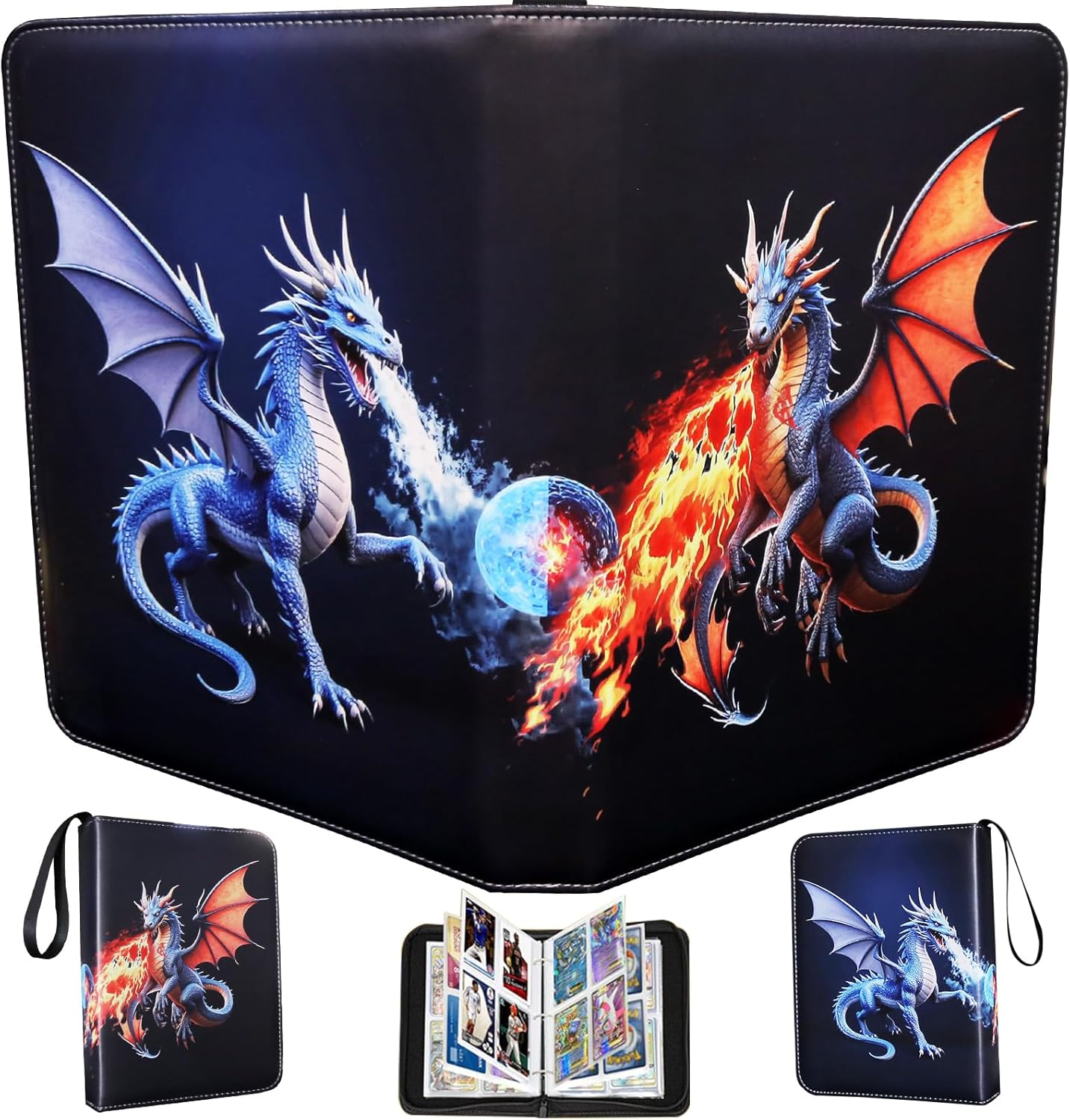 Fweel 4-Pocket Trading Card Binder with Zipper, 400 Pockets, PU Leather Collection Album for MTG, TCG, Sports Cards, Ideal for Collectors and Enthusiasts