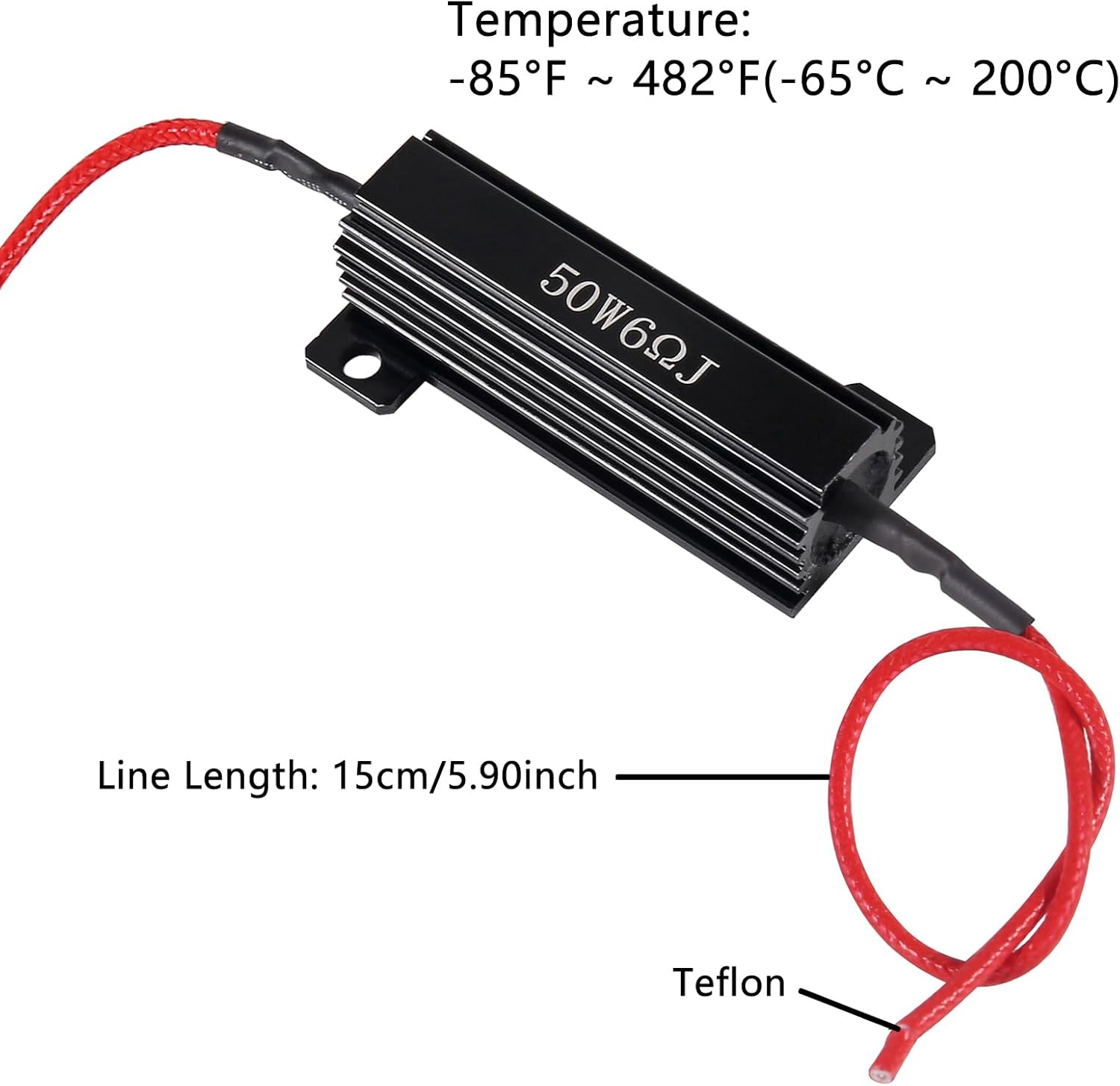 4Pcs 50W 6Ohm Load Resistor Turn Signal Blink LED Fix Fast Flash Error Code Flickering Automotive Replacement Resistors for LED Lights Indicator Controllers Bulb Headlights Tail Light License Plate - 2Pcs 50W 6Ohm-Black image number 4