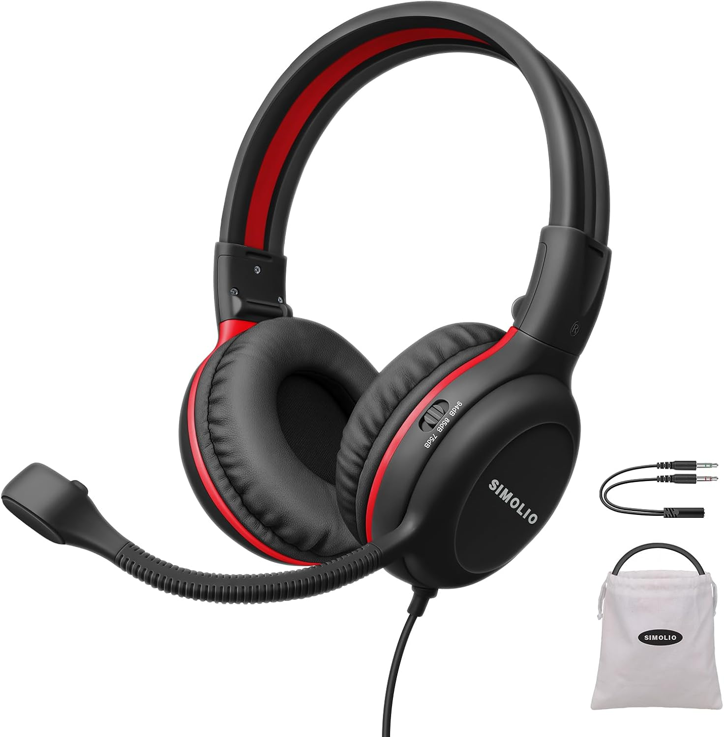 SIMOLIO Kids-Headphones with Microphone for Ipad Laptop, Wired Children Headphone -School W/ 75/85/94Db Volume Limiting, Noise Cancelling Kids Safe Headsets with Cord for Boys, Girls, Teens (Blue)