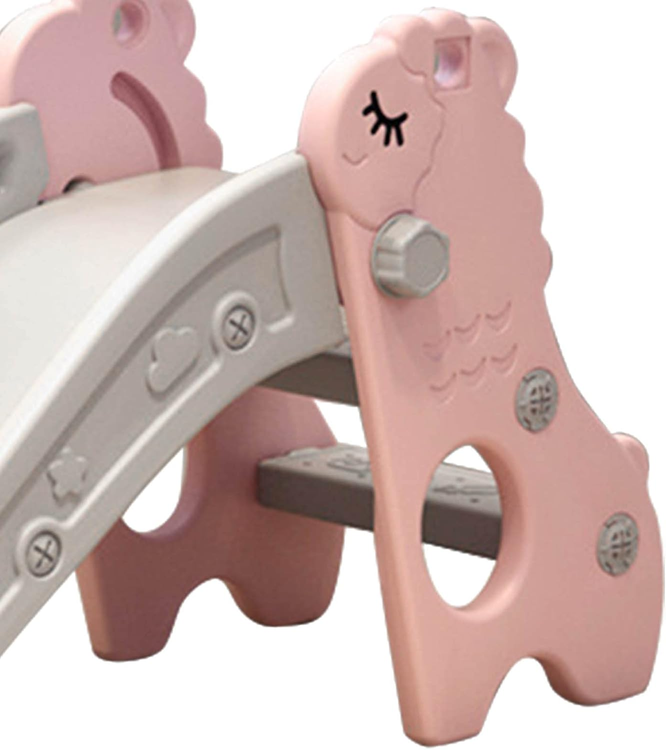 Kids Climber Play Slide, 2 Stairs Indoor Slide Toy Free Standing Foldable Safe for Baby for Living Room (Pink Gray) image number 1