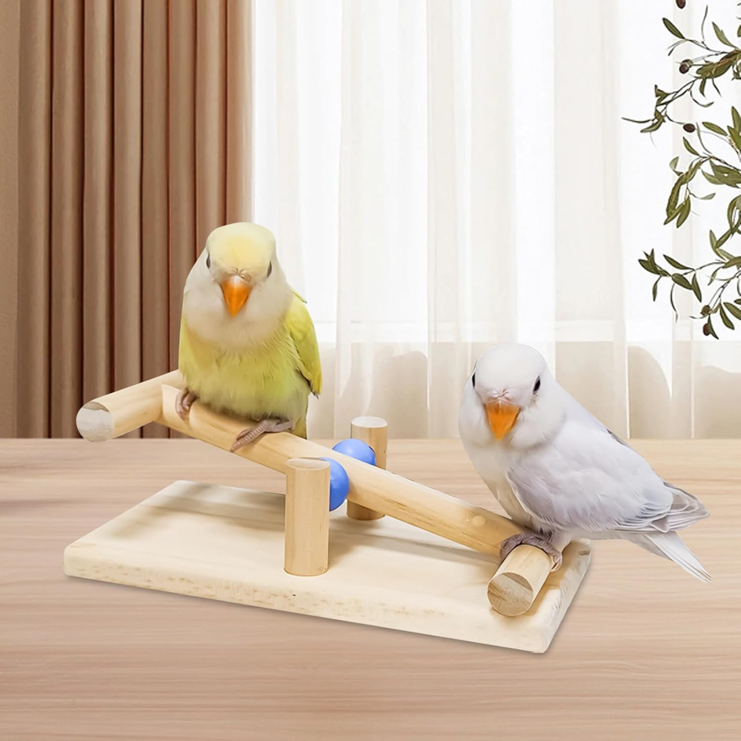 Toys for Birds, Parakeet Seesaw Wood, Tabletop Parakeet Play Exercise Training Tool, Interactive Balance Toy for Cockatiels Lovebirds Macaw image number 5