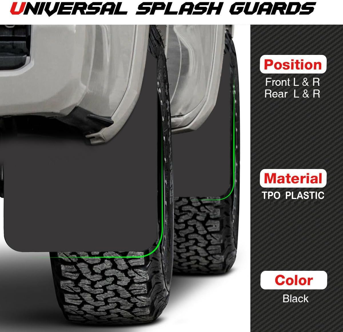 AUTOXBERT 4PCS Universal Mud Flaps Splash Mudguards for Car Pickup SUV Van Truck Mudflaps Guards Dirty Traps Fender Flares Flexible Bendable Mudguards Panels All Weather Fender image number 4