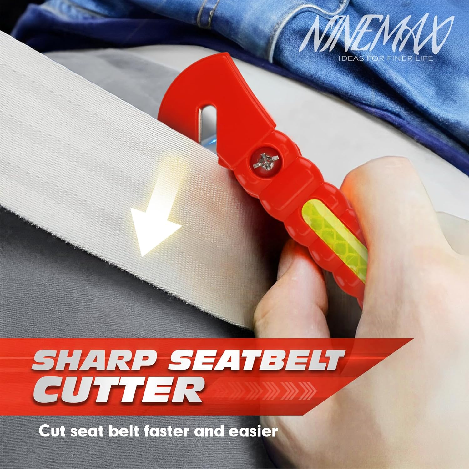 NINEMAX Car Window Breaker Seatbelt Cutter, Pack of 2 Car Safety Hammer Glass Breaker 2 in 1, Vehicle Escape Emergency Rescue Tool Window Punch Tool with Mount image number 4