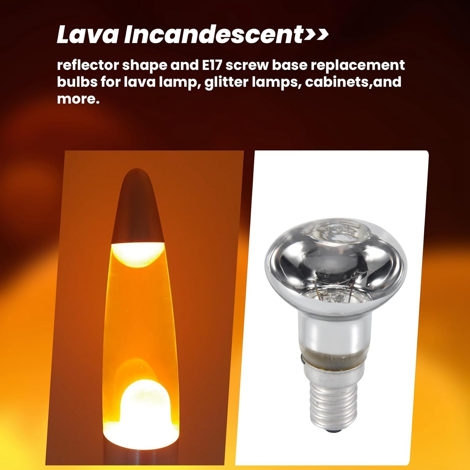 Replacement Lava Lamp E14 R39 30W Spotlight Screw in Light Bulb Clear Reflector Spot Light Bulbs Lava Incandescent 1Pcs image number 1