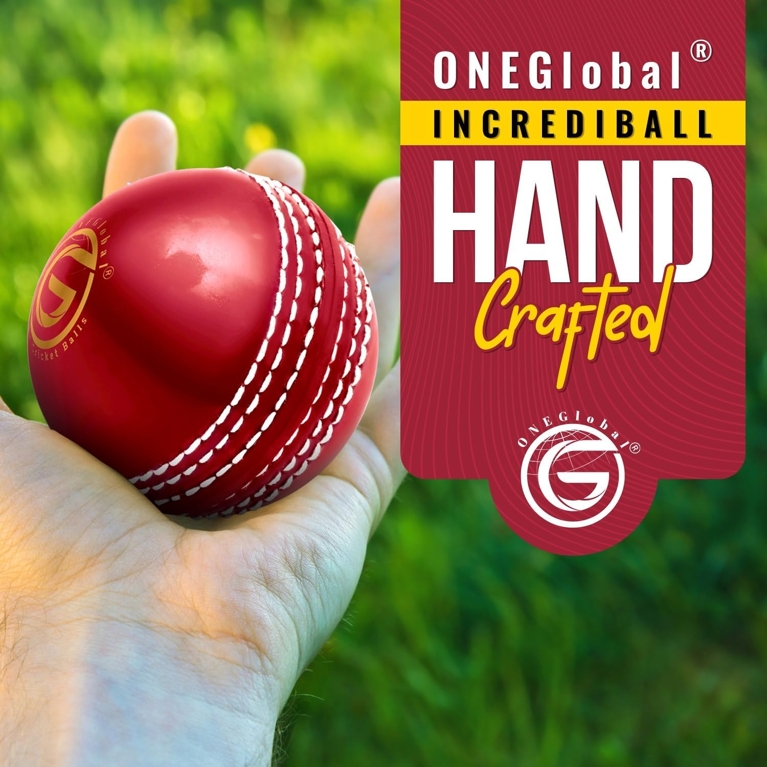 Oneglobal Soft & Safe Indoor Outdoor Incrediball Cricket Ball | with Real Stitched Seam for Coaching, Training, Practice & Garden Play | 5 Colours, for All Ages image number 2
