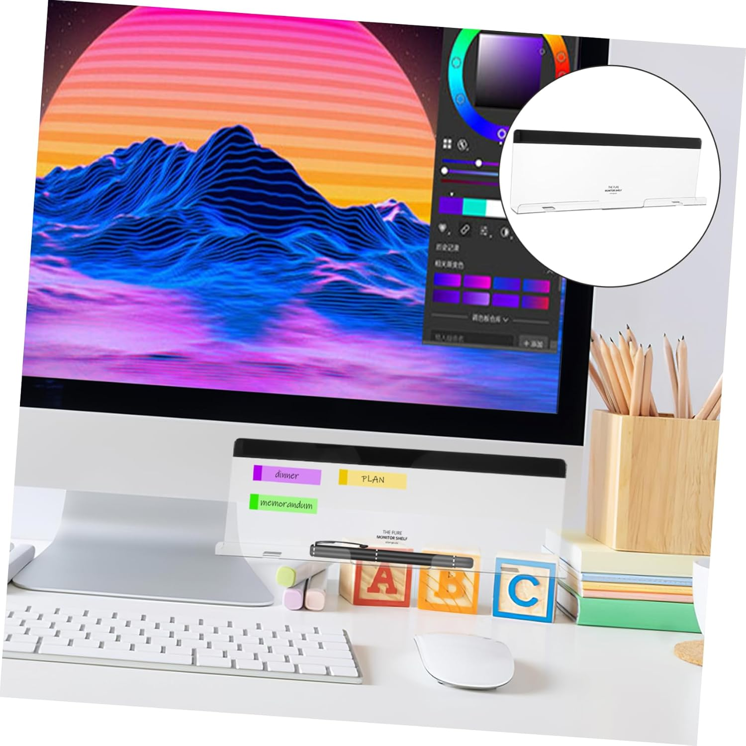 GETAJGHSD Monitor Memo Board Message Board for Computer Screen under Monitor Storage Organizer Easy Use Memo Reminder Panel for Office Desk and Note Holder image number 1