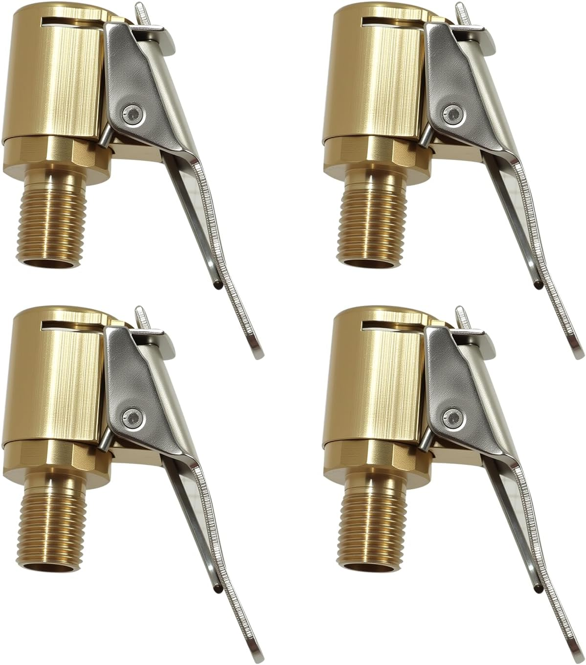 4 Pcs Tire Air Chuck with Clip Adapter, Brass Locking Tire Inflator Nozzle Adapter, Vehicle Inflator Compressor Pump Accessories Tool for Car Bike Motorcycle Air Hose 8Mm for Inflation image number 3