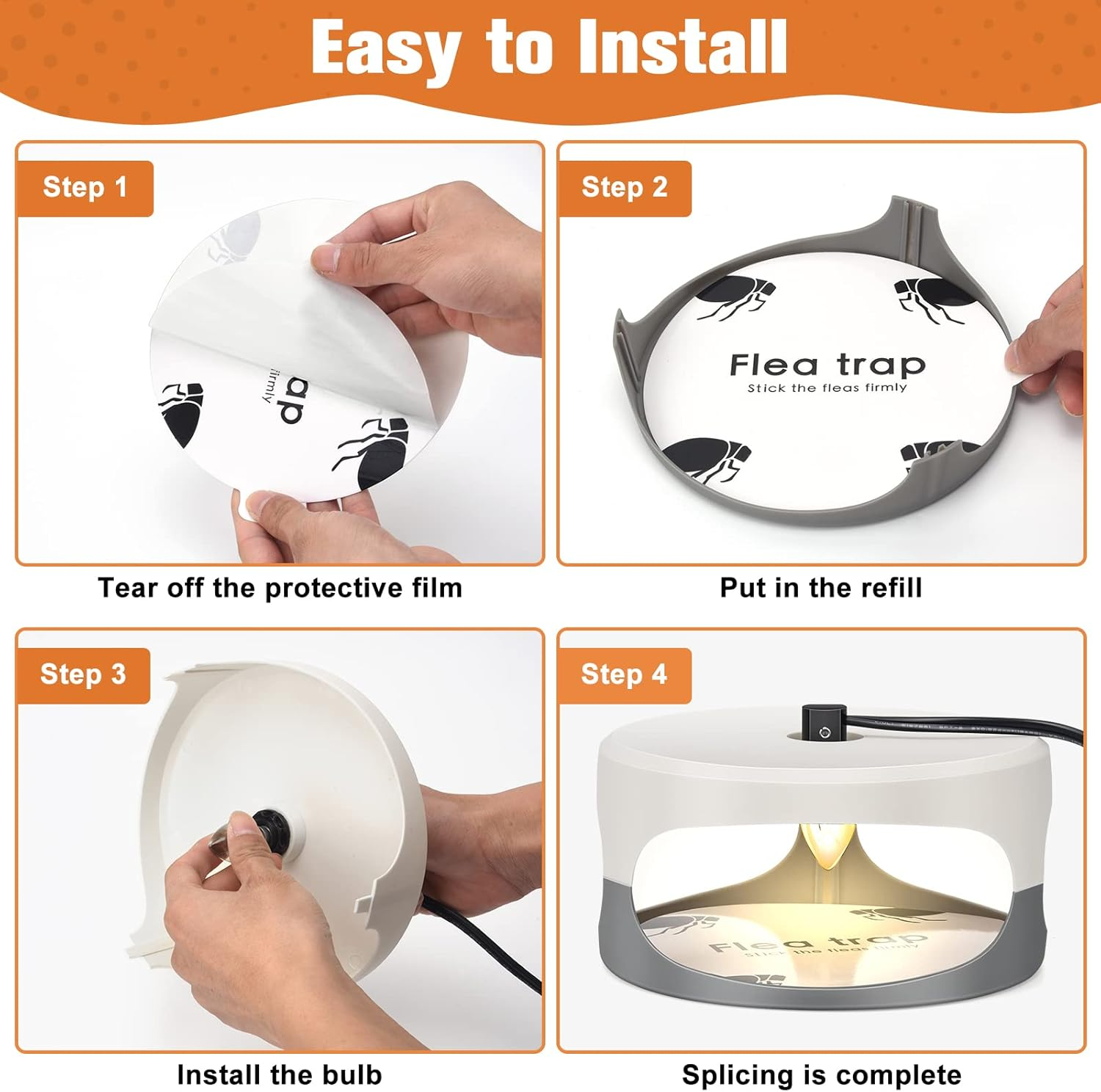 UPYEAL Flea Trap 2 Packs &ndash; Premium Traps for inside Your Home Natural and Child-Friendly Light Indoor with Glue Discs Refills LED Lightbulb image number 1