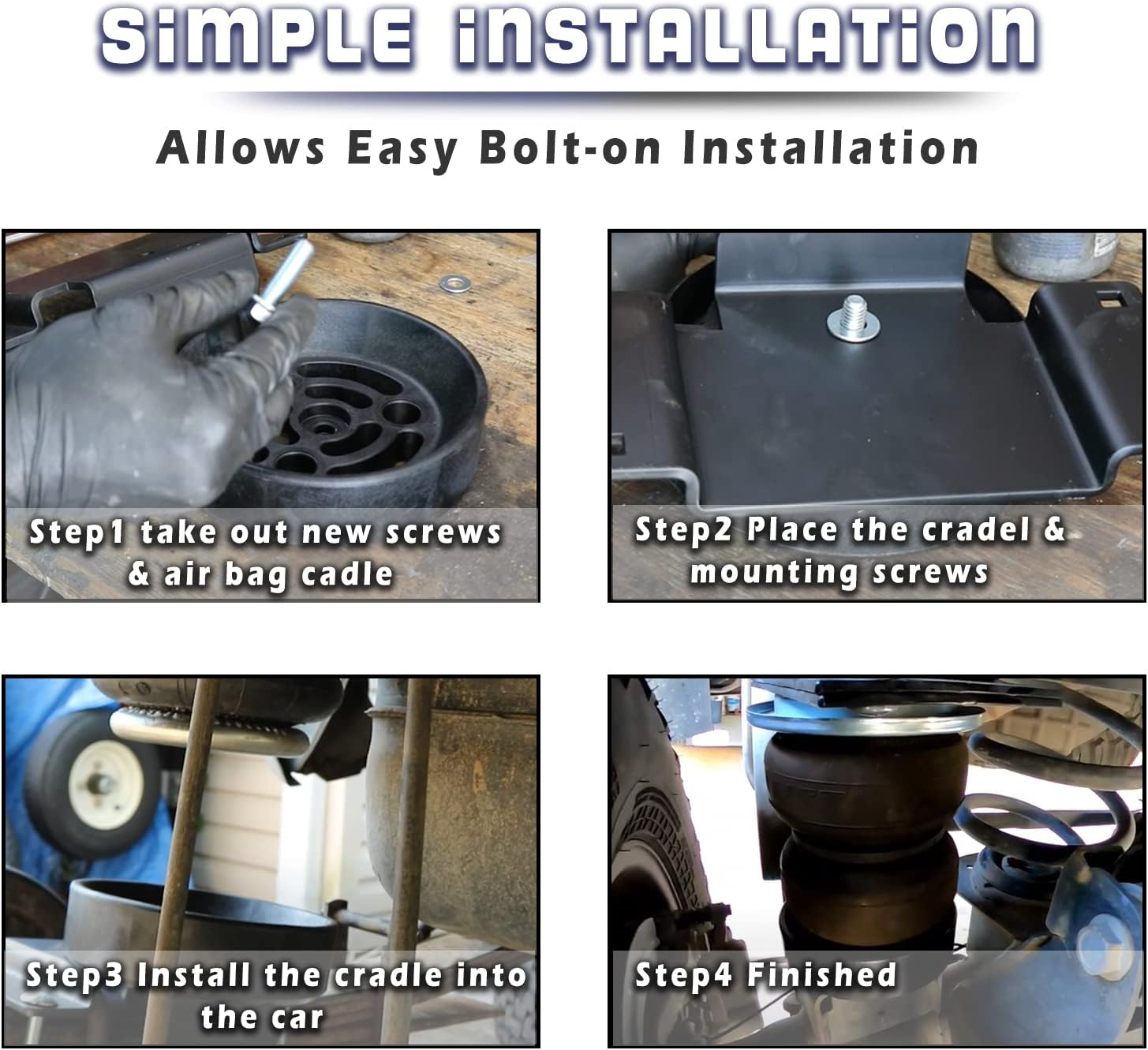 Air Bag Cradle Kits Fits for Full Suspension Travel for All Vehicle with 6" Diameter Air Bags and Full Size of Half Ton Truck 2/4WD #KU09140BK image number 6