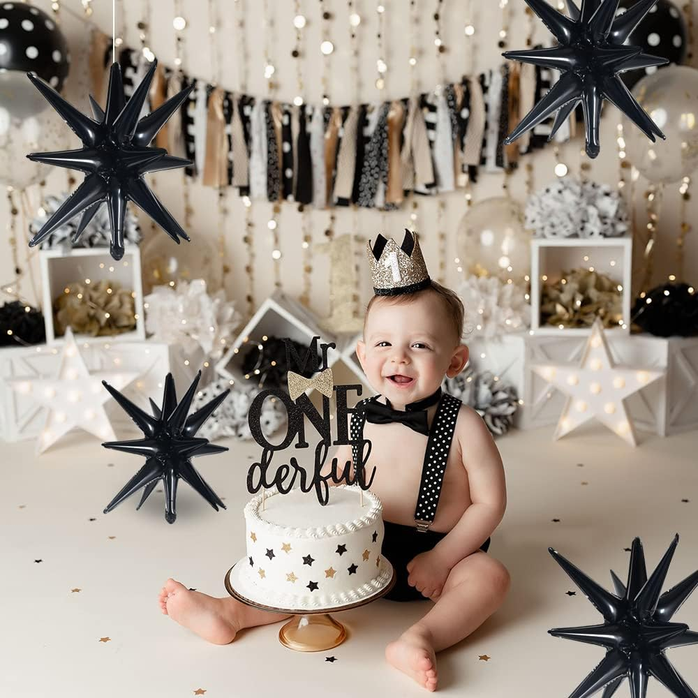 4Pcs, Black Star Balloons, Black Large Spike for Disco Party Decorations, Vintage Party, Masquerade, Halloween, Birthday, Graduation, New Year image number 5